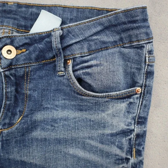 HM Pants Womens 28 Blue Denim Low Waist Boot Cut Flat Front Jeans Bottoms - Picture 12 of 16